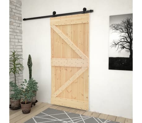 Vidaxl Pin Massif Porte Coulissante Avec Kit De Quincaillerie 80x210 Cm Entree Ebay