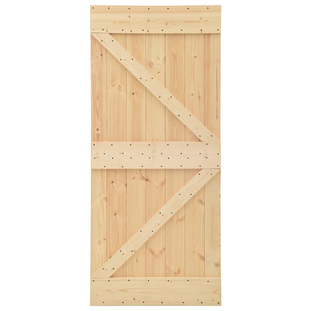 vidaXL Schuifdeur met beslag 90x210 cm massief grenenhout afbeelding