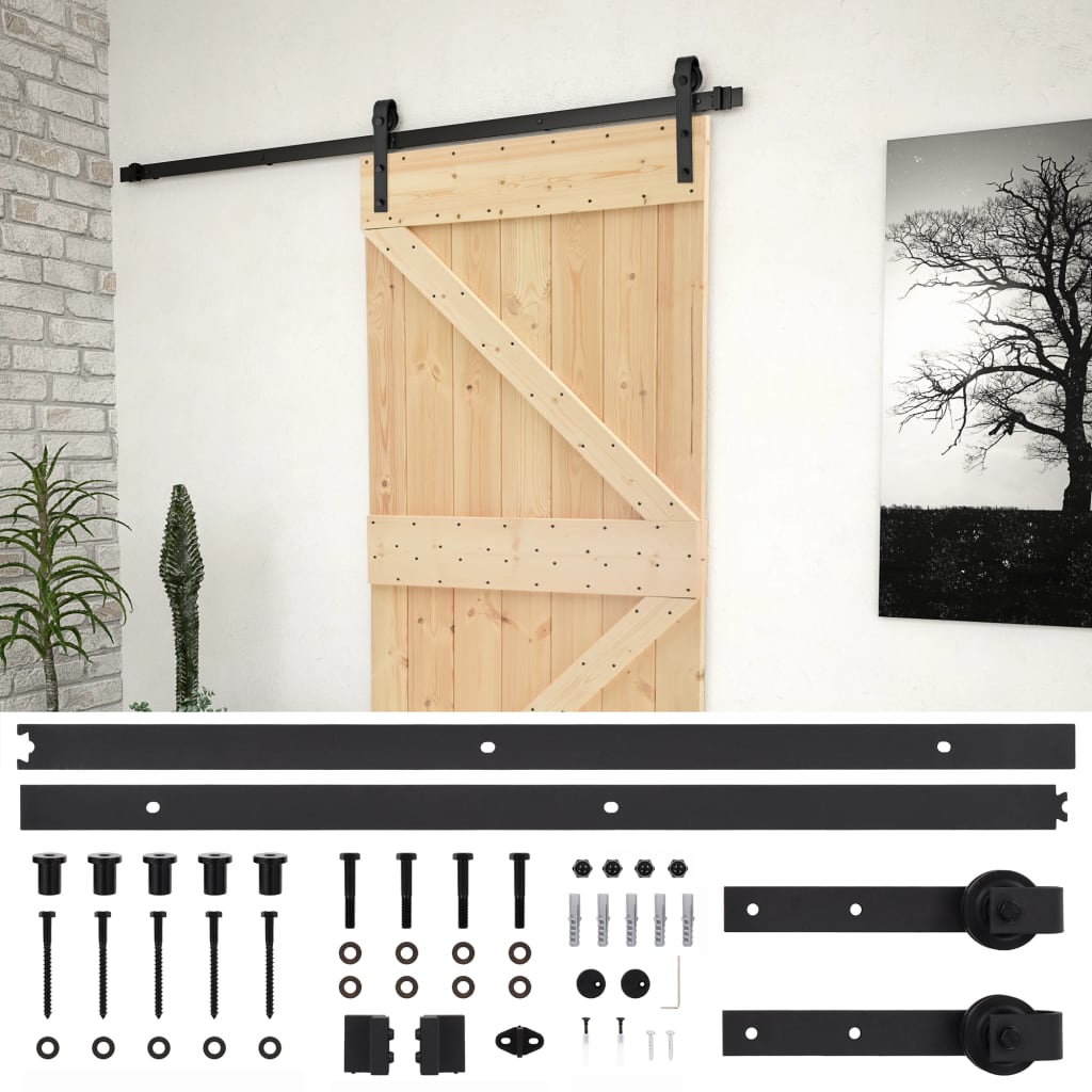 Ușă glisantă cu set feronerie, 90×210 cm, lemn masiv de pin
