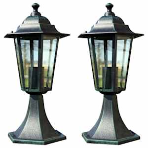 Vrtna svetilka 2 kosa temno zelena/črna aluminij