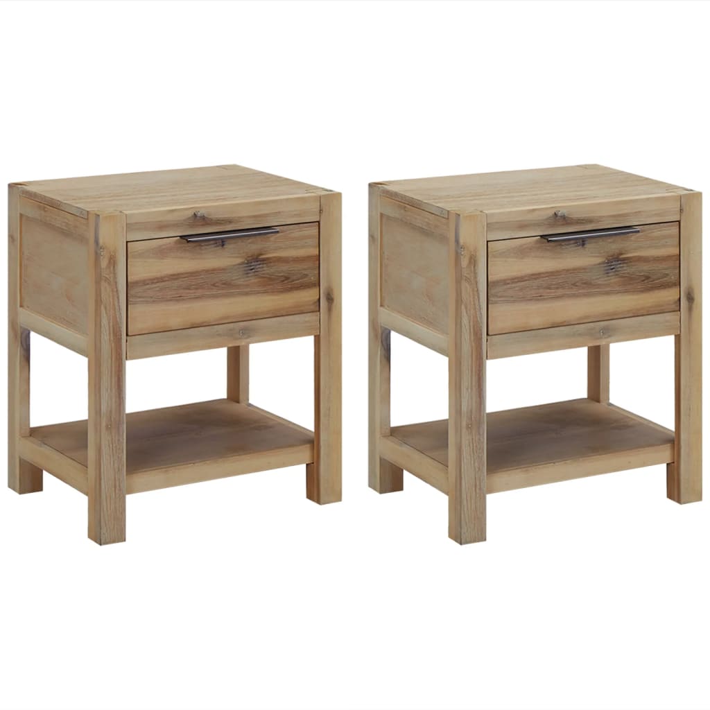 Nightstands with Drawers 2 Piece 40x30x48 cm Solid Acacia Wood