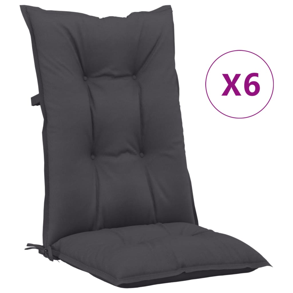 vidaXL Perne pentru scaun de grădină, 6 buc., antracit, 120x50x7 cm 120x50x7 imagine noua