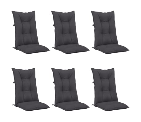 vidaXL Coussins de chaise de jardin à dossier haut lot de 6 anthracite