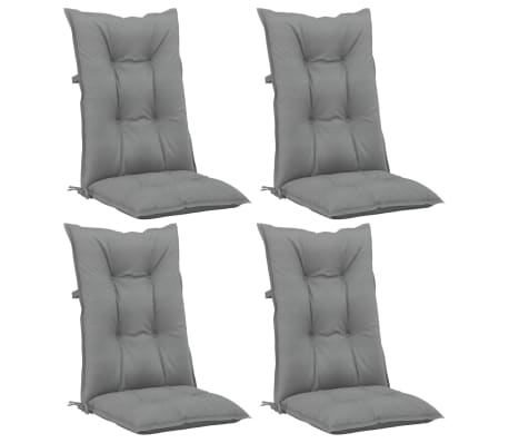 vidaXL ガーデンハイバックチェア クッション 4点 グレー 120x50x7 cm ファブリック