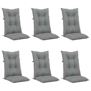 vidaXL Highback Chair Cushion Set of 6 Grey 100% polyester