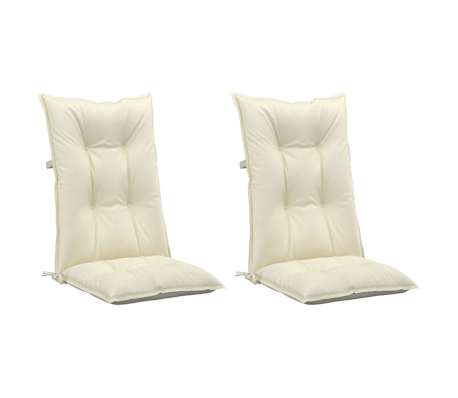 vidaXL Coussins de chaise de jardin dossier haut lot de 2 cr&egrave;me tissu