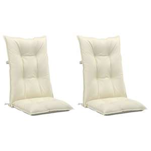 vidaXL Coussins de chaise de jardin dossier haut lot de 2 cr&egrave;me tissu