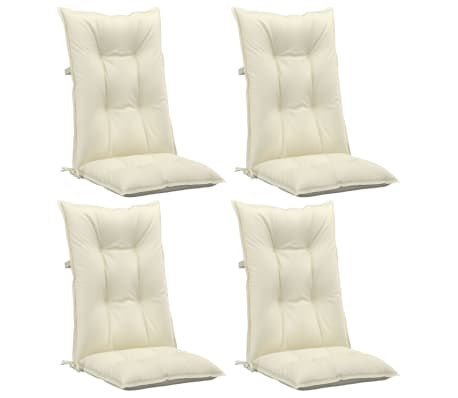 vidaXL Highback Chair Cushion Set of 4 Cream