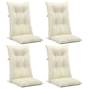 vidaXL Highback Chair Cushion Set of 4 Cream