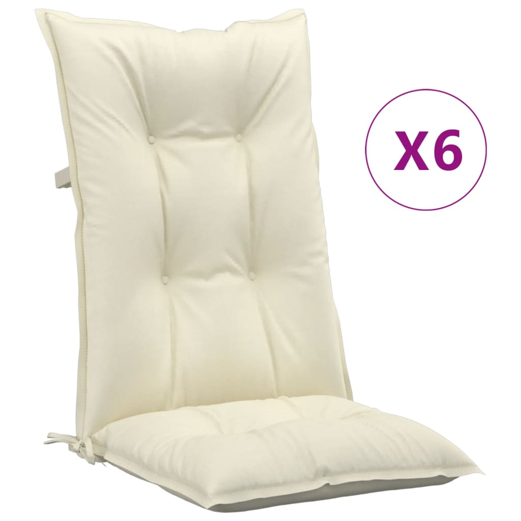 vidaXL Perne pentru scaun de grădină, 6 buc., crem, 120 x 50 x 7 cm vidaXL