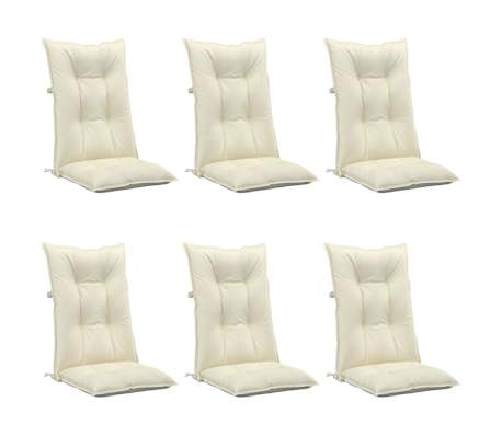 vidaXL Highback Chair Cushion Set of 6 Cream