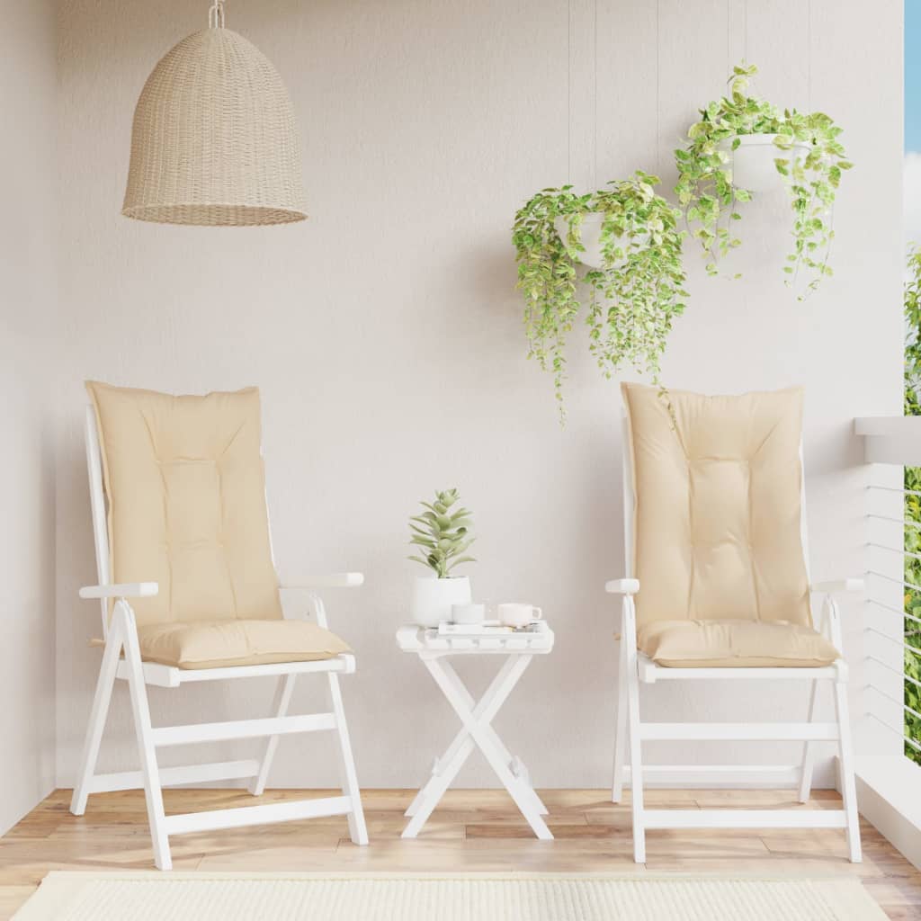 Възглавници за градински столове 2 бр бежови 120x50x7 см плат