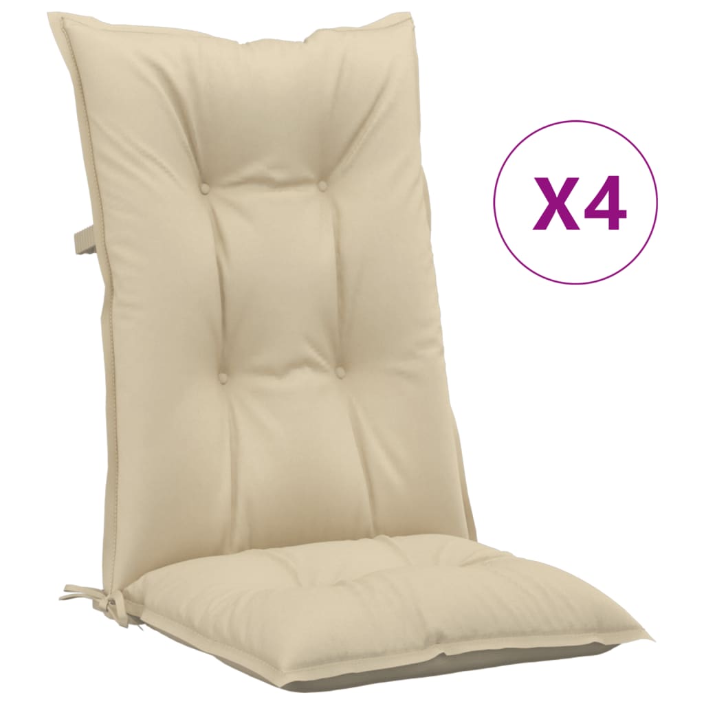 vidaXL Perne pentru scaun de grădină, 4 buc., bej, 120 x 50 x 7 cm