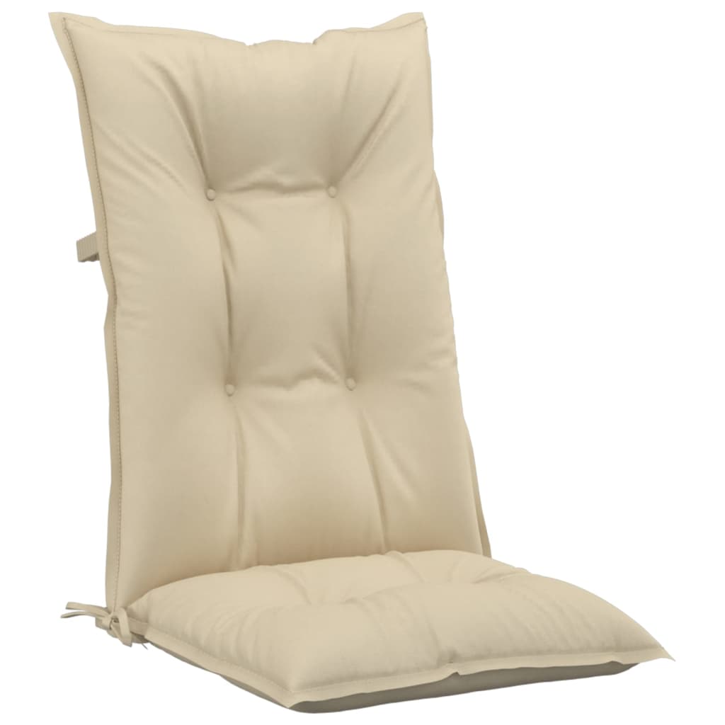 vidaXL Perne scaun cu spătar înalt, 4 buc., bej, 120x50x7 cm, textil