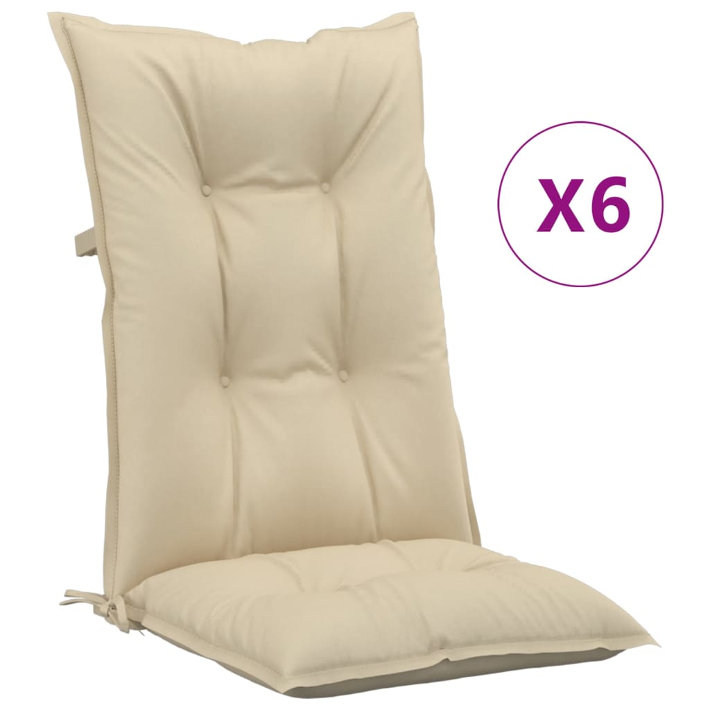 dārza krēslu spilveni, 6 gab., bēši, 120x50x7 cm | Stepinfit.lv