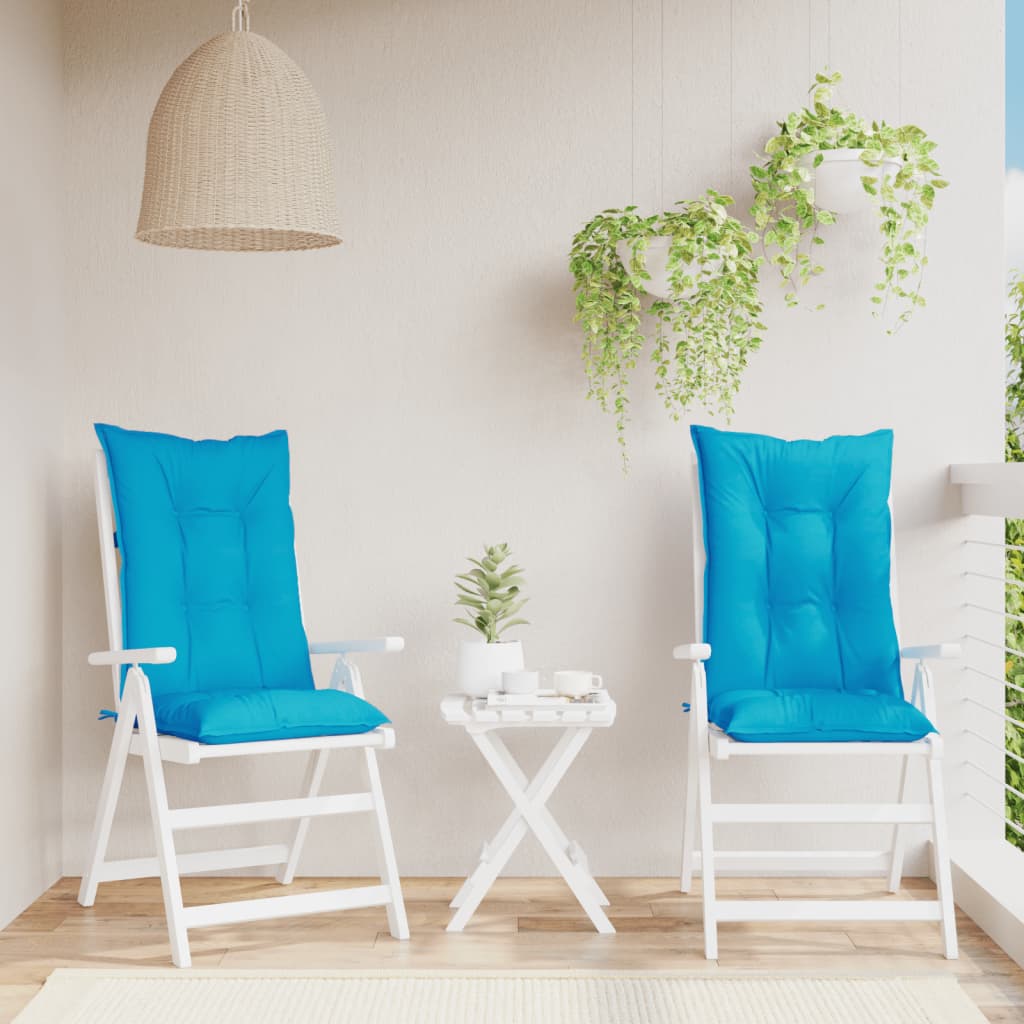 vidaXL Perne scaun cu spătar înalt, 2 buc. albastru 120x50x7 cm textil