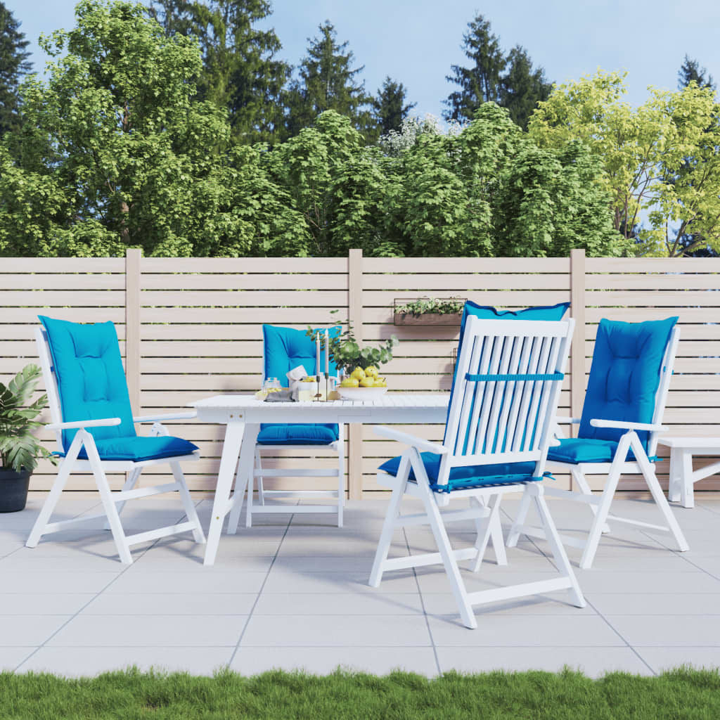 Coussins de chaise de jardin à dossier haut lot de 4 bleu tissu