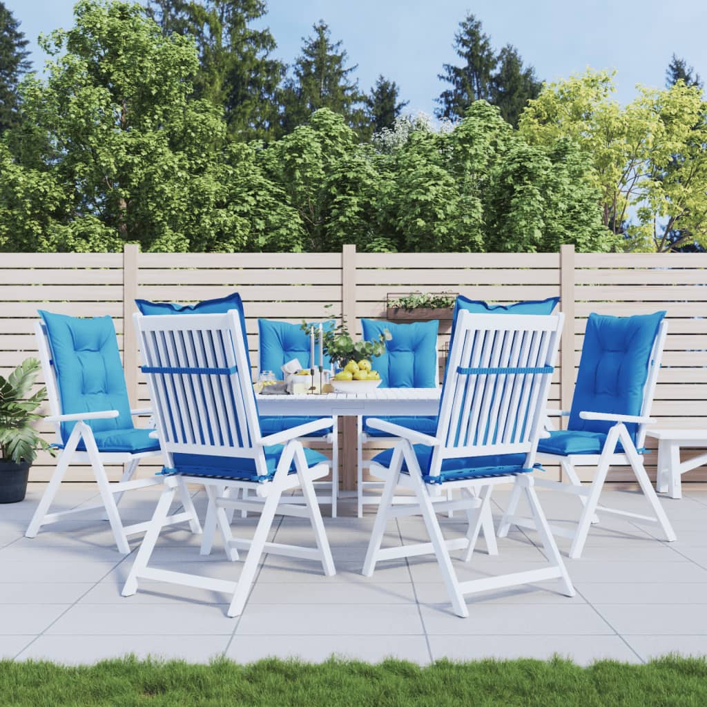 Coussins de chaise de jardin à dossier haut lot de 6 bleu tissu