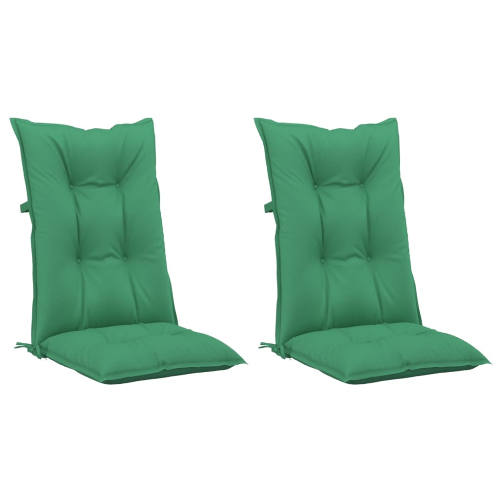 vidaXL Възглавници за градински столове 2 бр зелени 120x50x7 см плат