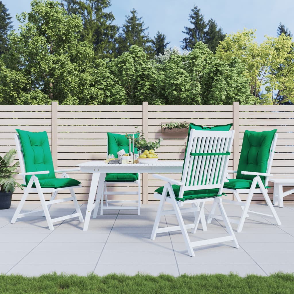 Coussins de chaise de jardin à dossier haut lot de 4 vert tissu