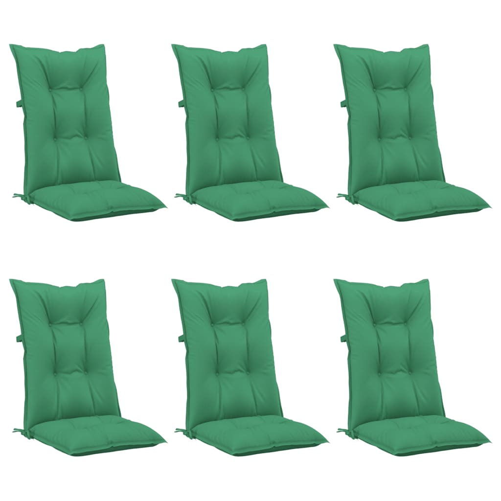 vidaXL Garden Highback Chair Cushions 6 pcs Green 47.2"x19.7"x2.8" Fabric