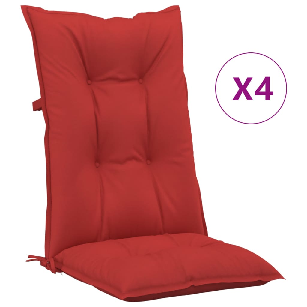 vidaXL Perne pentru scaun de grădină, 4 buc., roșu, 120x50x7 cm 120x50x7 imagine noua
