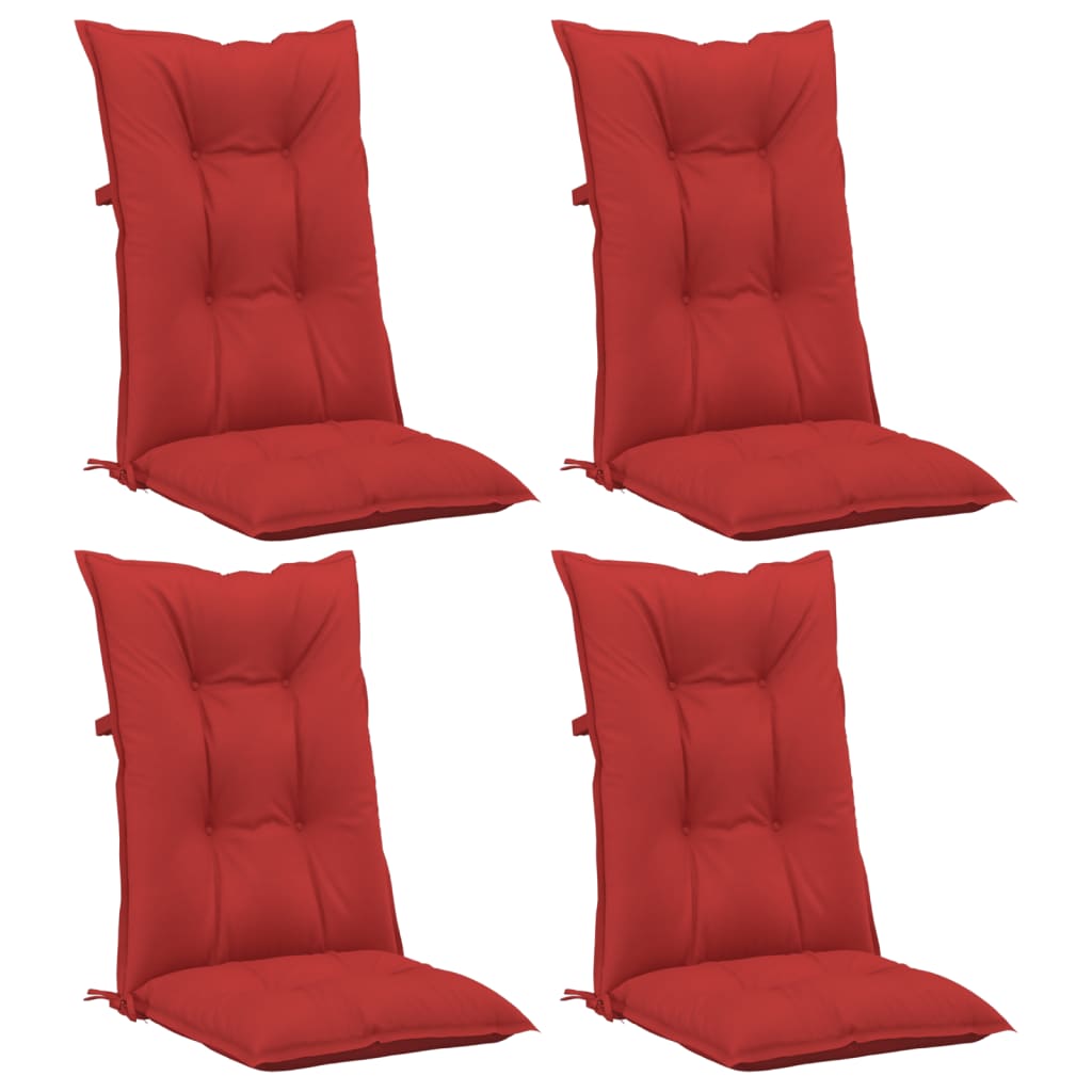 vidaXL Perne scaun cu spătar înalt, 4 buc., roșu, 120x50x7 cm, textil