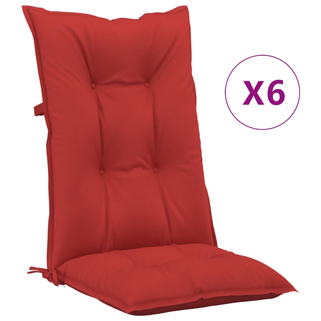 vidaXL Perne pentru scaun de grÄƒdinÄƒ, 6 buc., roÈ™u, 120x50x7 cm