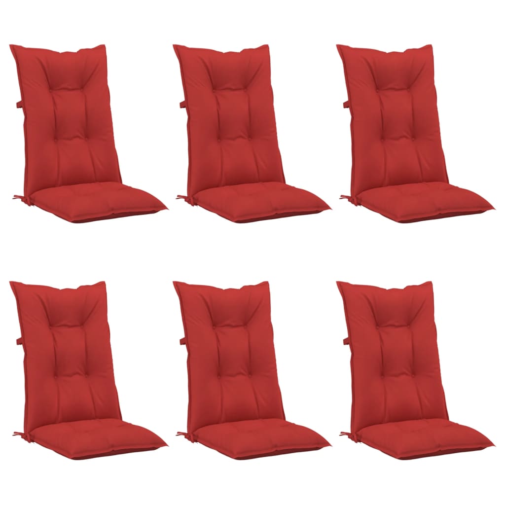 vidaXL Coussins de chaise de jardin dossier haut lot de 6 rouge tissu