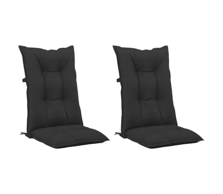 vidaXL Sodo kėdės pagalvėlės, 2vnt., juodos, 120x50x7cm, audinys