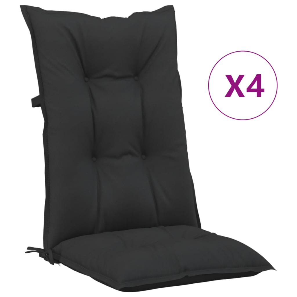 vidaXL Perne pentru scaun de grădină, 4 buc., negru, 120x50x7 cm 120x50x7 imagine noua