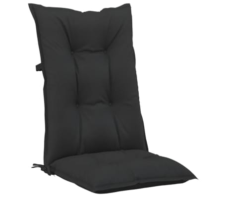 vidaXL Cojín silla de jardín respaldo alto 4 uds tela negro 120x50x7cm