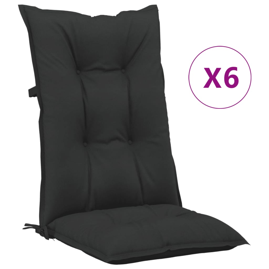 vidaXL Perne pentru scaun de grădină, 6 buc., negru, 120x50x7 cm 120x50x7 imagine noua
