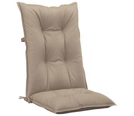 vidaXL Cojín silla de jardín respaldo alto 6 uds tela taupé 120x50x7cm
