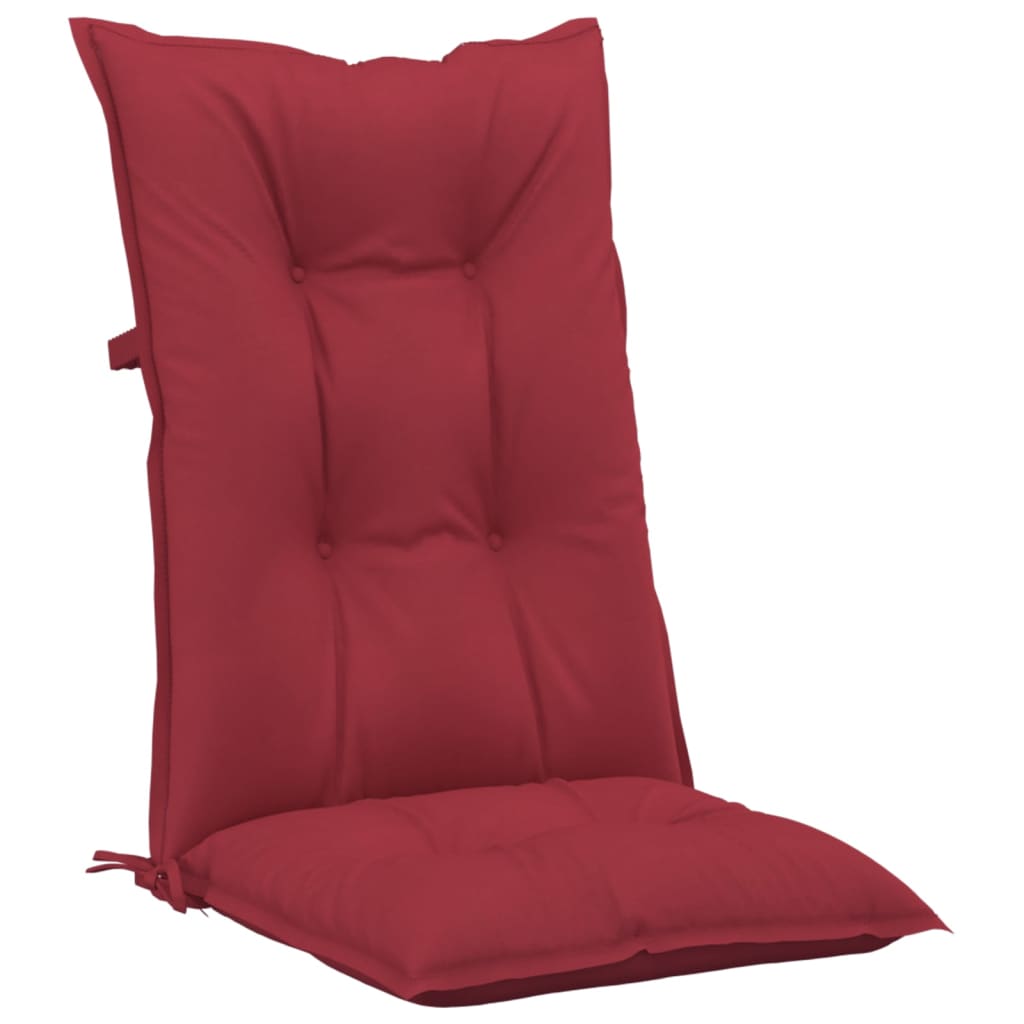 vidaXL Cojín silla de jardín respaldo alto 2 uds tela rojo 120x50x7 cm