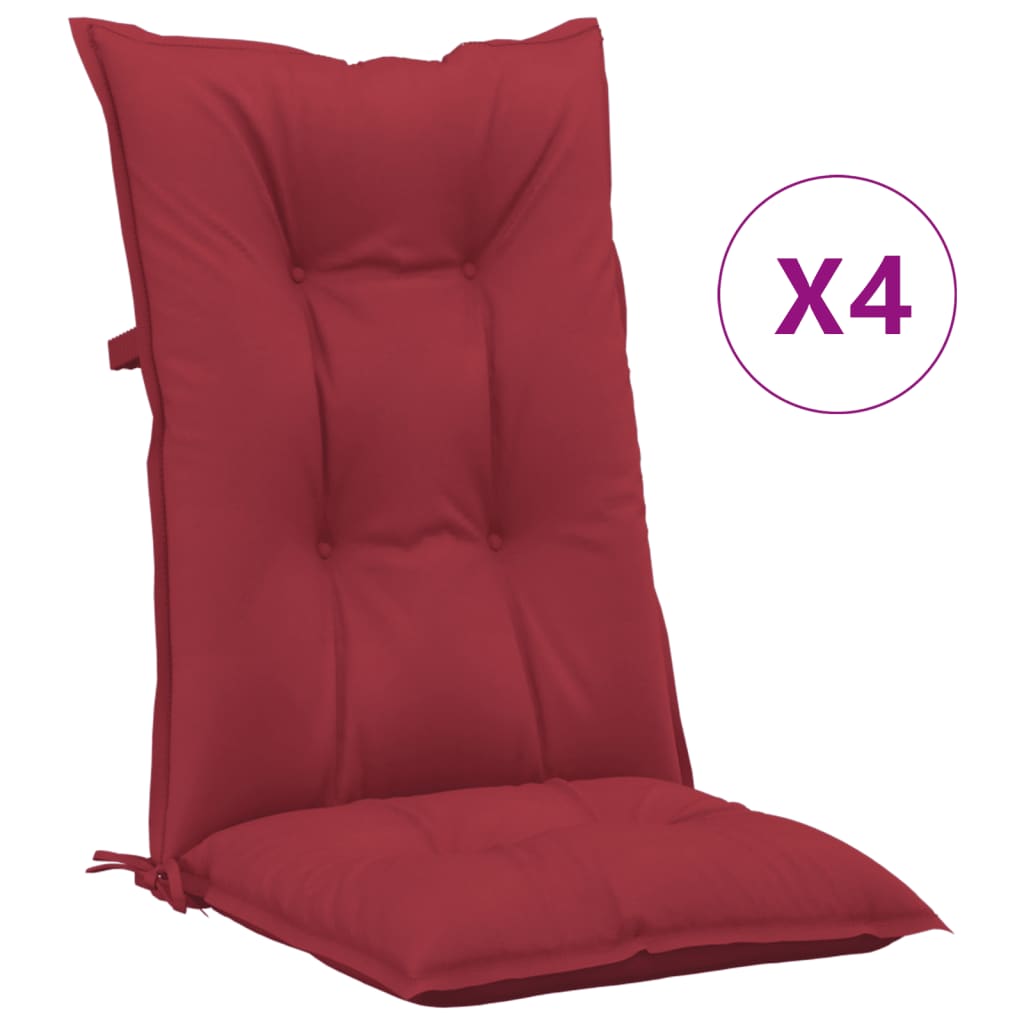 vidaXL Perne pentru scaun de grădină, 4 buc., roșu vin, 120x50x7 cm vidaXL