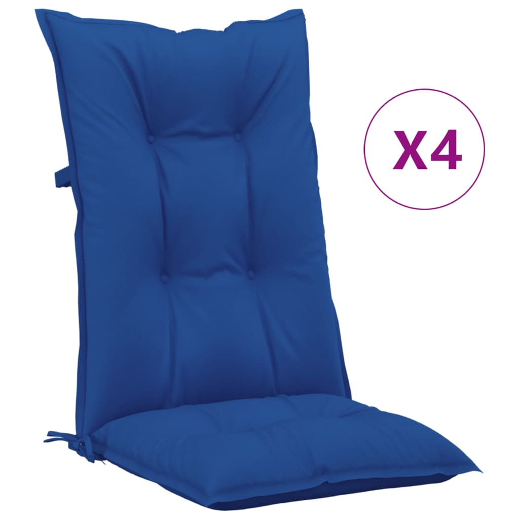 Podušky na zahradní židle 4 ks královsky modré 120 x 50 x 7 cm