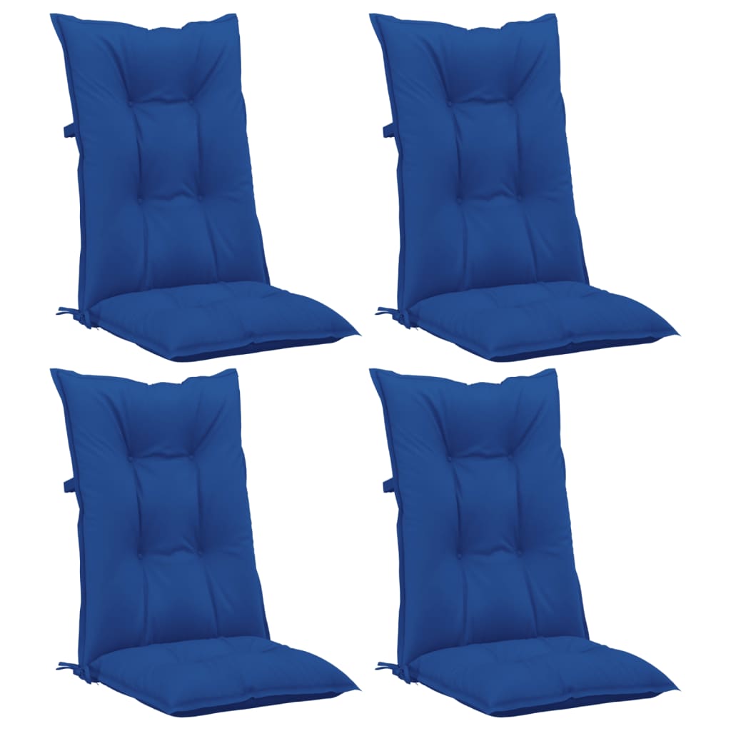 vidaXL Coussins de chaise de jardin à dossier haut lot de 4 bleu royal