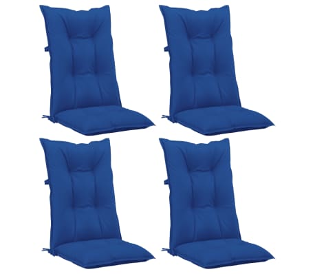 vidaXL Coussins de chaise de jardin à dossier haut lot de 4 bleu royal