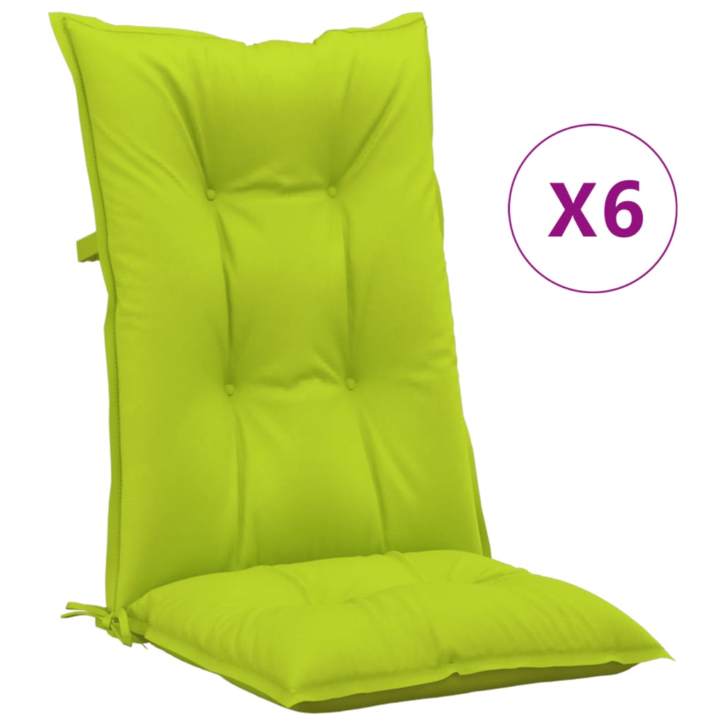vidaXL Perne pentru scaun de grÄƒdinÄƒ, 6 buc., verde aprins, 120x50x7cm