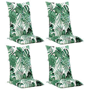 vidaXL Sodo kėdės pagalvėlės, 4vnt., 120x50x7cm, audinys, su lapais