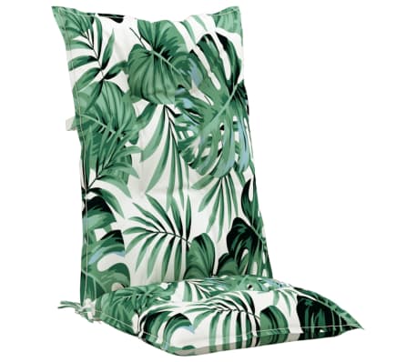 vidaXL Cojín silla de jardín respaldo alto 6 uds tela hojas 120x50x7cm
