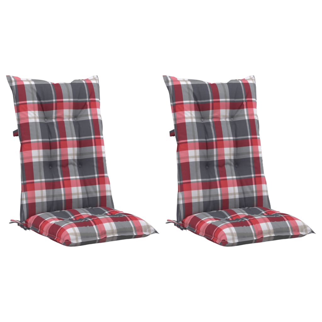 

vidaXL Tuinstoelkussens 2 st ruitpatroon 120x50x7 cm rood