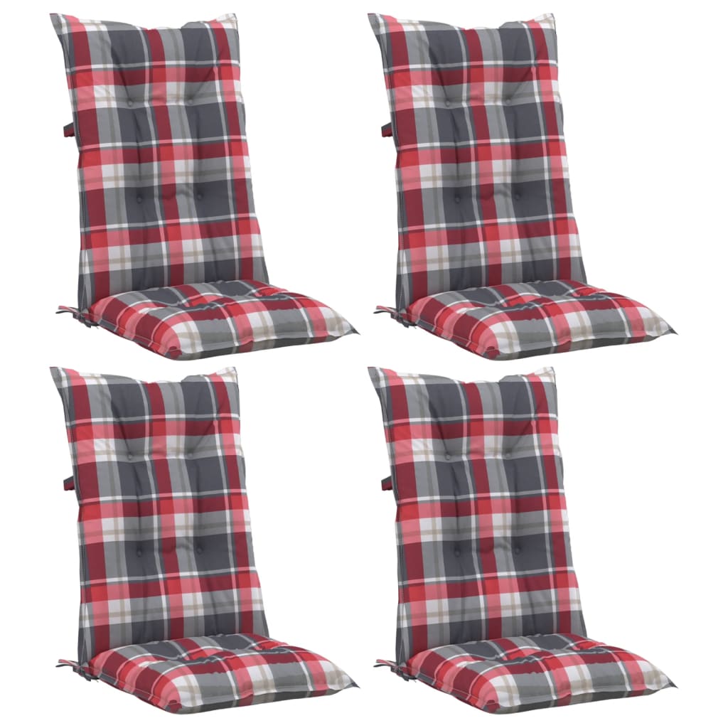 

vidaXL Tuinstoelkussens 4 st ruitpatroon 120x50x7 cm rood