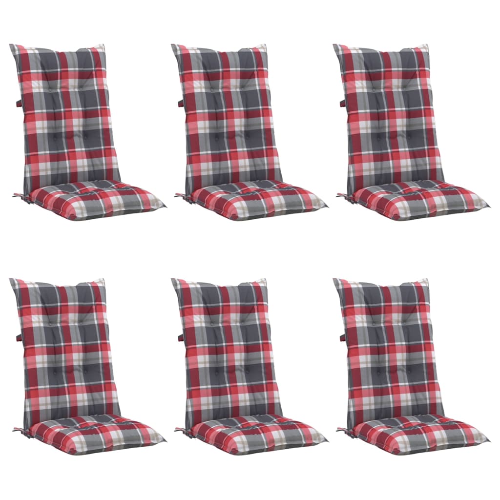 

vidaXL Tuinstoelkussens 6 st ruitpatroon 120x50x7 cm rood