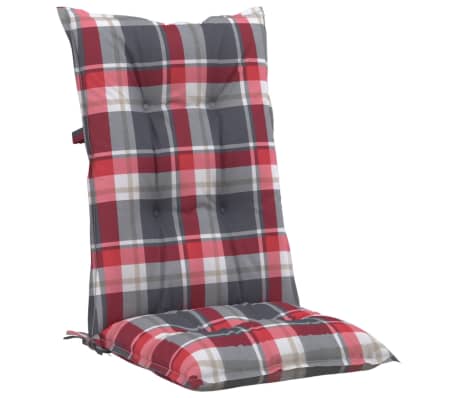 vidaXL Poduszki na krzesła ogrodowe 6 szt., czerwona krata 120x50x7 cm