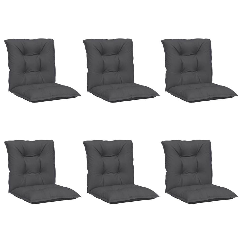 vidaXL Coussins de chaise de jardin à dossier bas lot de 6 anthracite