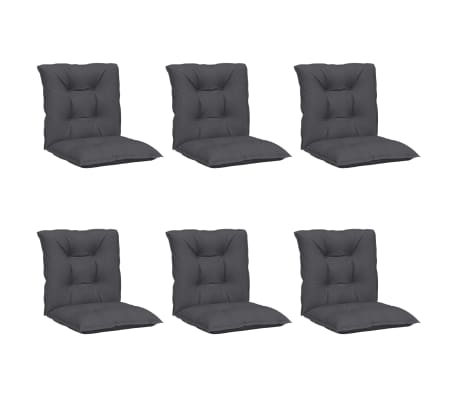 vidaXL Coussins de chaise de jardin à dossier bas lot de 6 anthracite