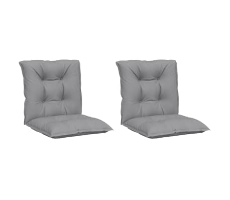 vidaXL Coussins de chaise de jardin à dossier bas lot de 2 gris