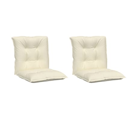 vidaXL Coussins de chaise de jardin à dossier bas lot de 2 crème